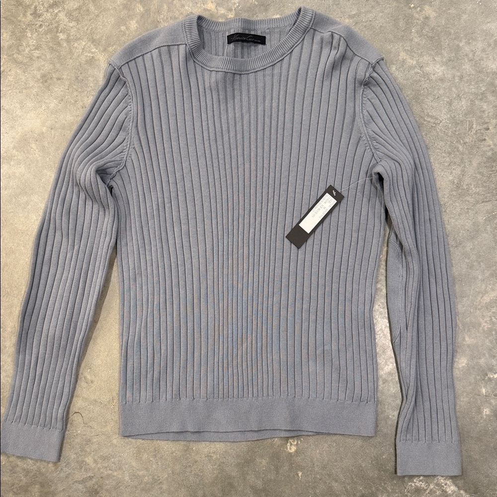 Kenneth Cole New York Men's Gray Ribbed Crewneck Sweater